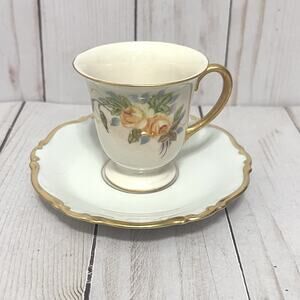 Vintage Mitterteich Bavaria "Golden Lark" Cup & Saucer Set Gold Trim Roses